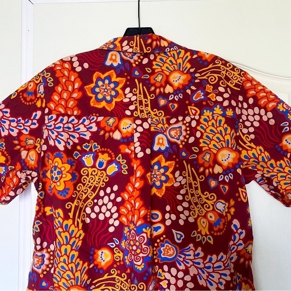 La DoubleJ Dress Bowling Floral Orange Relaxed Maxi Shirtdress Taranta XS GUC - Picture 8 of 12